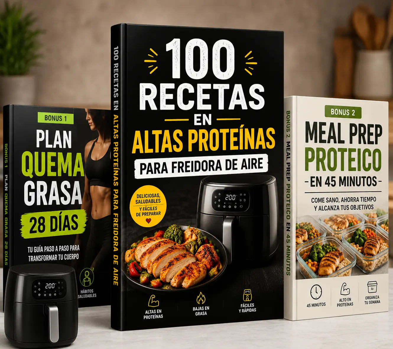 100 Recetas Altas en Proteinas Para Freidora de Aire
